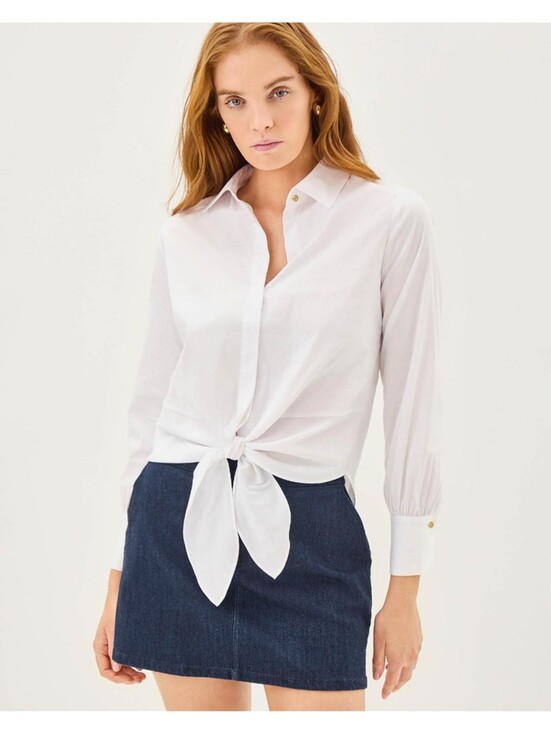 Lilly Pulitzer Tops - Lilly Pulitzer White Tie-Front Button Shirt